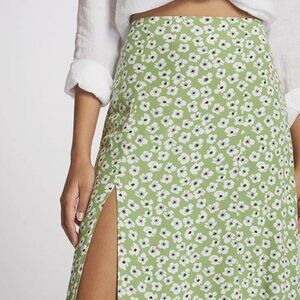 Maeve by Anthropologie The Lille Floral Midi Skirt with Slit Green Size 12